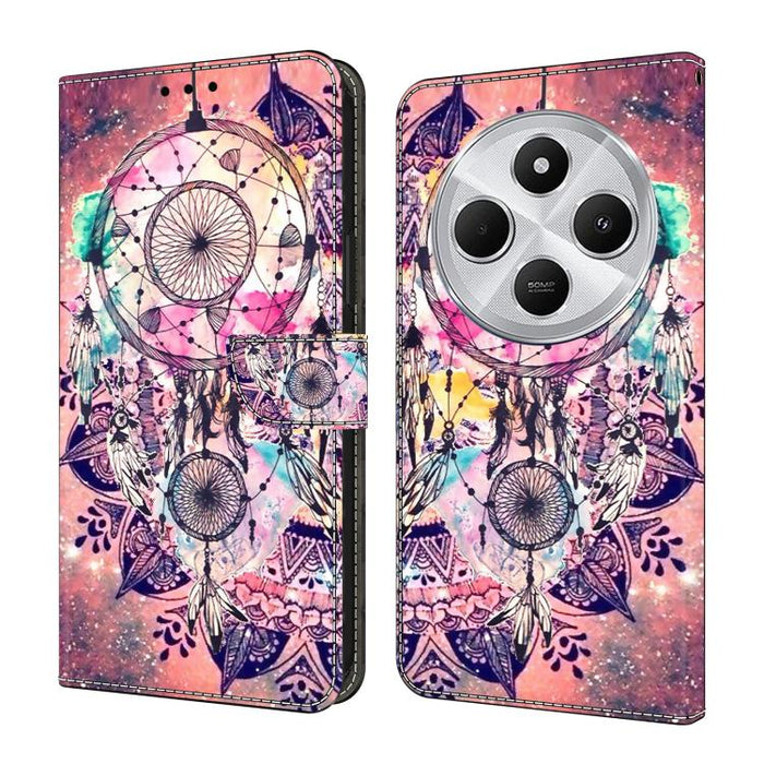 Funda para teléfono de cuero vegano pintado con efecto cristal, For Redmi 14C 4G, For Redmi 13C 4G / 5G, For Redmi K70E / Poco X6 Pro