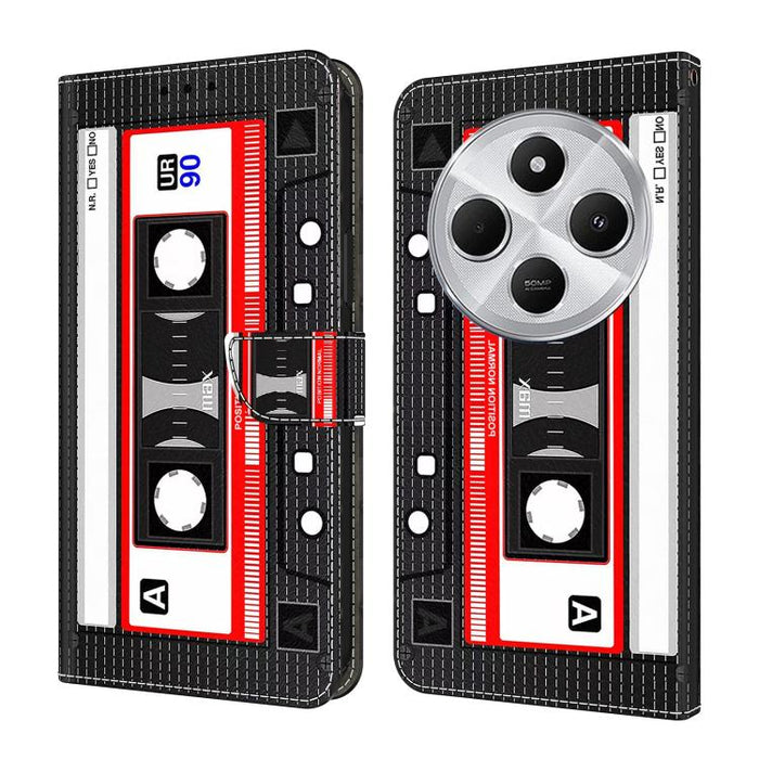 Funda para teléfono de cuero vegano pintado con efecto cristal, For Redmi 14C 4G, For Redmi 13C 4G / 5G, For Redmi K70E / Poco X6 Pro