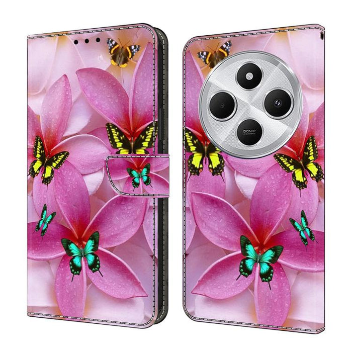 Funda para teléfono de cuero vegano pintado con efecto cristal, For Redmi 14C 4G, For Redmi 13C 4G / 5G, For Redmi K70E / Poco X6 Pro