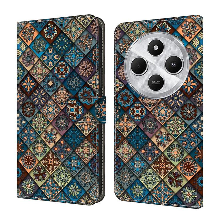 Funda para teléfono de cuero vegano pintado con efecto cristal, For Redmi 14C 4G, For Redmi 13C 4G / 5G, For Redmi K70E / Poco X6 Pro