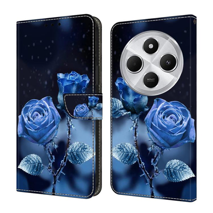 Funda para teléfono de cuero vegano pintado con efecto cristal, For Redmi 14C 4G, For Redmi 13C 4G / 5G, For Redmi K70E / Poco X6 Pro