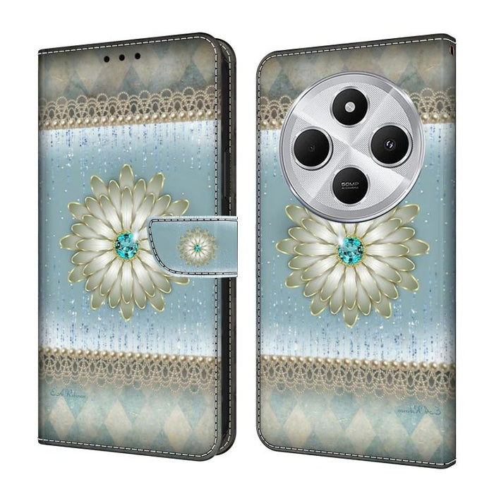 Funda para teléfono de cuero vegano pintado con efecto cristal, For Redmi 14C 4G, For Redmi 13C 4G / 5G, For Redmi K70E / Poco X6 Pro