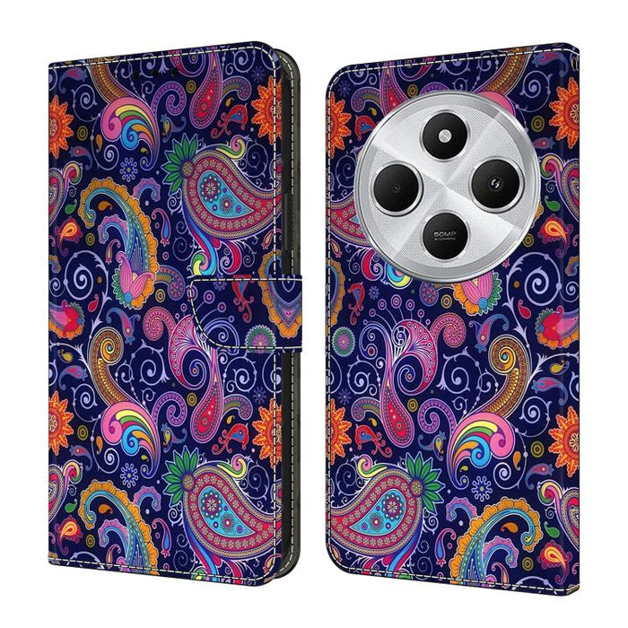 Funda para teléfono de cuero vegano pintado con efecto cristal, For Redmi 14C 4G, For Redmi 13C 4G / 5G, For Redmi K70E / Poco X6 Pro