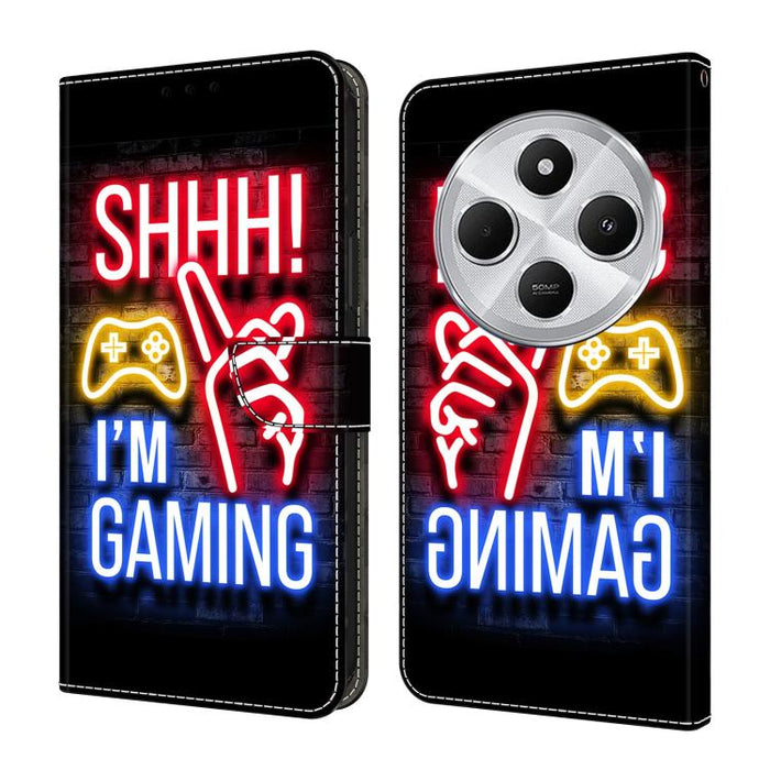 Funda para teléfono de cuero vegano pintado con efecto cristal, For Redmi 14C 4G, For Redmi 13C 4G / 5G, For Redmi K70E / Poco X6 Pro