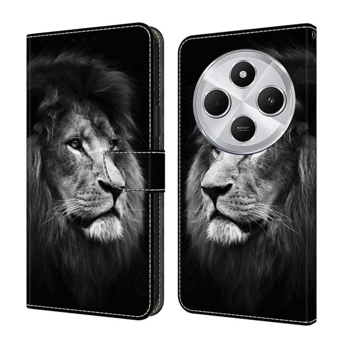 Funda para teléfono de cuero vegano pintado con efecto cristal, For Redmi 14C 4G, For Redmi 13C 4G / 5G, For Redmi K70E / Poco X6 Pro