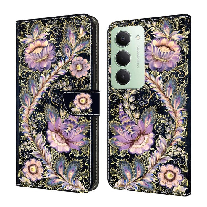 Funda para teléfono de cuero vegano pintado con efecto cristal, For Redmi Note 15 5G / 4G Global 164mm / Poco M8 5G, For Redmi Note 15 Pro 5G Global 163.6mm, For Redmi 15C 5G / 4G EU 173mm / Poco C85 5G, For Redmi 15 5G Global / 4G SEA 169.5mm