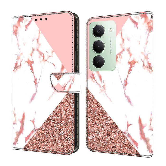 Funda para teléfono de cuero vegano pintado con efecto cristal, For Redmi Note 15 5G / 4G Global 164mm / Poco M8 5G, For Redmi Note 15 Pro 5G Global 163.6mm, For Redmi 15C 5G / 4G EU 173mm / Poco C85 5G, For Redmi 15 5G Global / 4G SEA 169.5mm