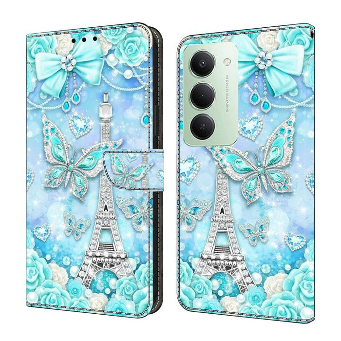 Funda para teléfono de cuero vegano pintado con efecto cristal, For Redmi Note 15 5G / 4G Global 164mm / Poco M8 5G, For Redmi Note 15 Pro 5G Global 163.6mm, For Redmi 15C 5G / 4G EU 173mm / Poco C85 5G, For Redmi 15 5G Global / 4G SEA 169.5mm