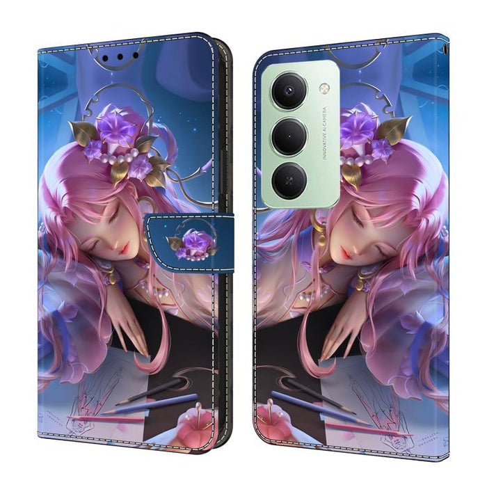 Funda para teléfono de cuero vegano pintado con efecto cristal, For Redmi 15 5G / 4G EU 171mm, For Redmi 15C 5G / 4G Global 171mm / Poco C85 4G, For Redmi Note 14 4G 164.84mm, For Redmi Note 14 Pro+ 5G / Poco X7 5G