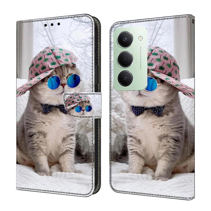 Funda para teléfono de cuero vegano pintado con efecto cristal, For Redmi 15 5G / 4G EU 171mm, For Redmi 15C 5G / 4G Global 171mm / Poco C85 4G, For Redmi Note 14 4G 164.84mm, For Redmi Note 14 Pro+ 5G / Poco X7 5G