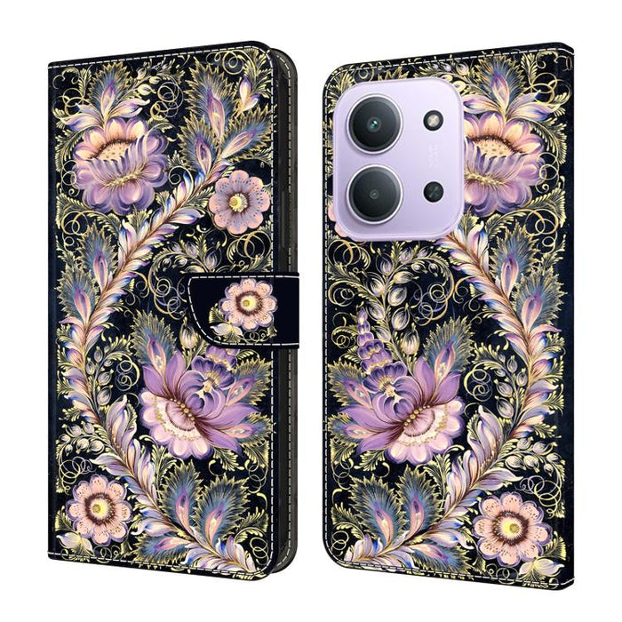 Funda para teléfono de cuero vegano pintado con efecto cristal, For Redmi Note 15 5G / 4G Global 164mm / Poco M8 5G, For Redmi Note 15 Pro 5G Global 163.6mm, For Redmi 15C 5G / 4G EU 173mm / Poco C85 5G, For Redmi 15 5G Global / 4G SEA 169.5mm