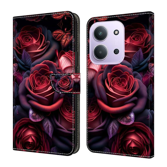 Funda para teléfono de cuero vegano pintado con efecto cristal, For Redmi Note 15 5G / 4G Global 164mm / Poco M8 5G, For Redmi Note 15 Pro 5G Global 163.6mm, For Redmi 15C 5G / 4G EU 173mm / Poco C85 5G, For Redmi 15 5G Global / 4G SEA 169.5mm