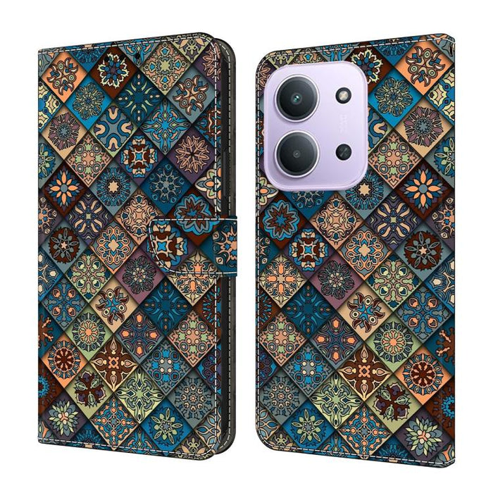 Funda para teléfono de cuero vegano pintado con efecto cristal, For Redmi Note 15 5G / 4G Global 164mm / Poco M8 5G, For Redmi Note 15 Pro 5G Global 163.6mm, For Redmi 15C 5G / 4G EU 173mm / Poco C85 5G, For Redmi 15 5G Global / 4G SEA 169.5mm