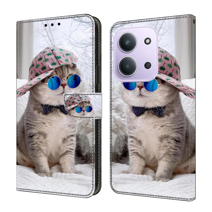 Funda para teléfono de cuero vegano pintado con efecto cristal, For Redmi Note 15 5G / 4G Global 164mm / Poco M8 5G, For Redmi Note 15 Pro 5G Global 163.6mm, For Redmi 15C 5G / 4G EU 173mm / Poco C85 5G, For Redmi 15 5G Global / 4G SEA 169.5mm