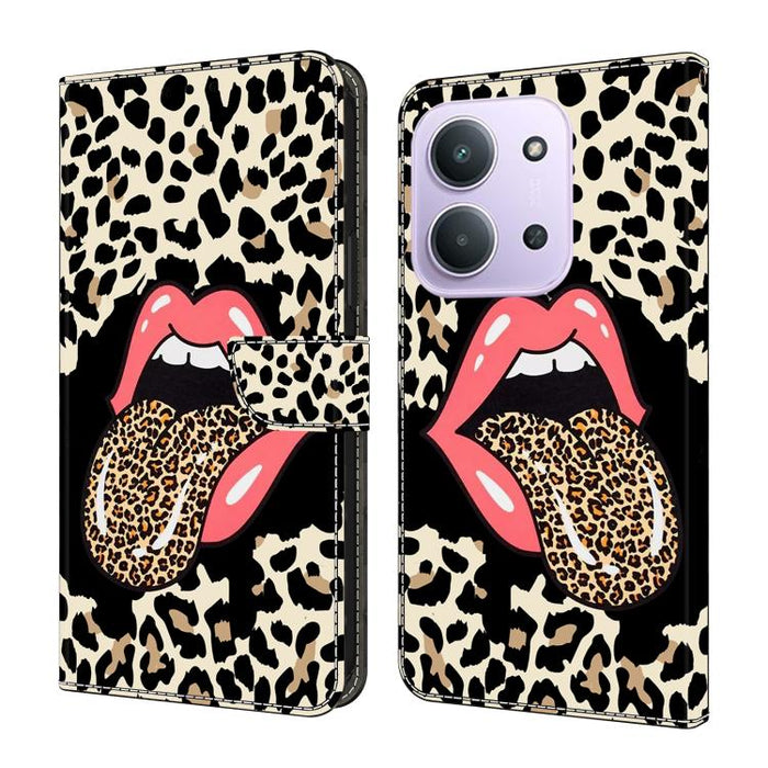 Funda para teléfono de cuero vegano pintado con efecto cristal, For Redmi 15 5G / 4G EU 171mm, For Redmi 15C 5G / 4G Global 171mm / Poco C85 4G, For Redmi Note 14 4G 164.84mm, For Redmi Note 14 Pro+ 5G / Poco X7 5G