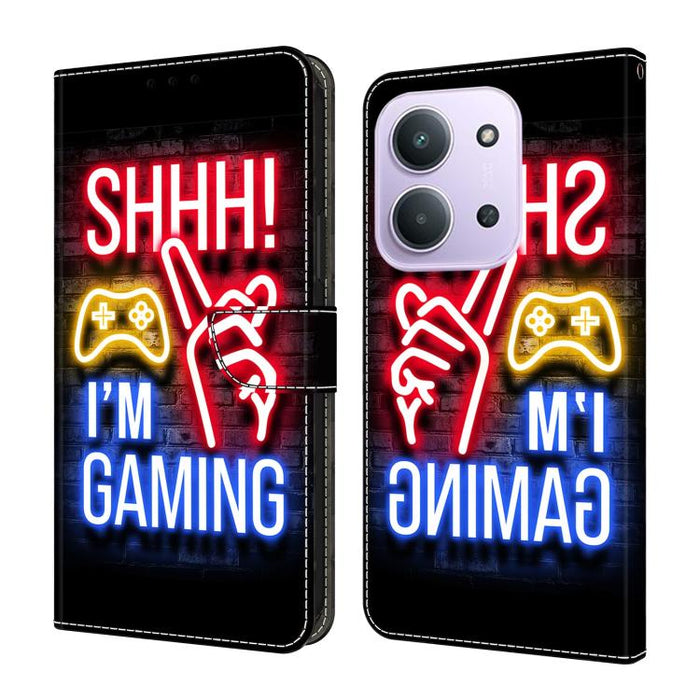 Funda para teléfono de cuero vegano pintado con efecto cristal, For Redmi 15 5G / 4G EU 171mm, For Redmi 15C 5G / 4G Global 171mm / Poco C85 4G, For Redmi Note 14 4G 164.84mm, For Redmi Note 14 Pro+ 5G / Poco X7 5G