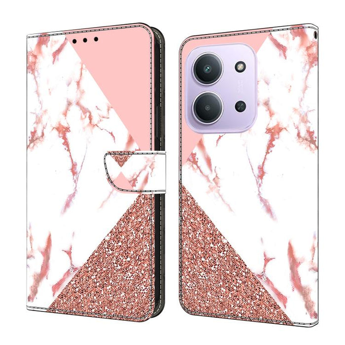 Funda para teléfono de cuero vegano pintado con efecto cristal, For Redmi 15 5G / 4G EU 171mm, For Redmi 15C 5G / 4G Global 171mm / Poco C85 4G, For Redmi Note 14 4G 164.84mm, For Redmi Note 14 Pro+ 5G / Poco X7 5G