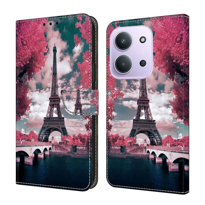 Funda para teléfono de cuero vegano pintado con efecto cristal, For Redmi 15 5G / 4G EU 171mm, For Redmi 15C 5G / 4G Global 171mm / Poco C85 4G, For Redmi Note 14 4G 164.84mm, For Redmi Note 14 Pro+ 5G / Poco X7 5G