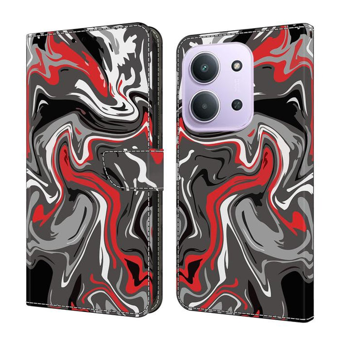 Funda para teléfono de cuero vegano pintado con efecto cristal, For Redmi 15 5G / 4G EU 171mm, For Redmi 15C 5G / 4G Global 171mm / Poco C85 4G, For Redmi Note 14 4G 164.84mm, For Redmi Note 14 Pro+ 5G / Poco X7 5G