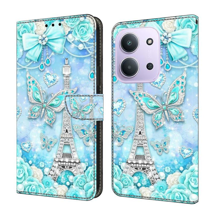 Funda para teléfono de cuero vegano pintado con efecto cristal, For Redmi 15 5G / 4G EU 171mm, For Redmi 15C 5G / 4G Global 171mm / Poco C85 4G, For Redmi Note 14 4G 164.84mm, For Redmi Note 14 Pro+ 5G / Poco X7 5G