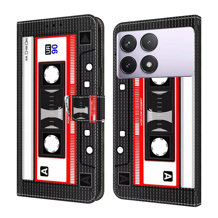 Funda para teléfono de cuero vegano pintado con efecto cristal, For Redmi 14C 4G, For Redmi 13C 4G / 5G, For Redmi K70E / Poco X6 Pro