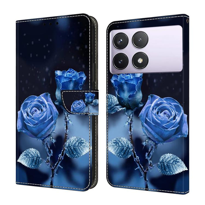 Funda para teléfono de cuero vegano pintado con efecto cristal, For Redmi 14C 4G, For Redmi 13C 4G / 5G, For Redmi K70E / Poco X6 Pro