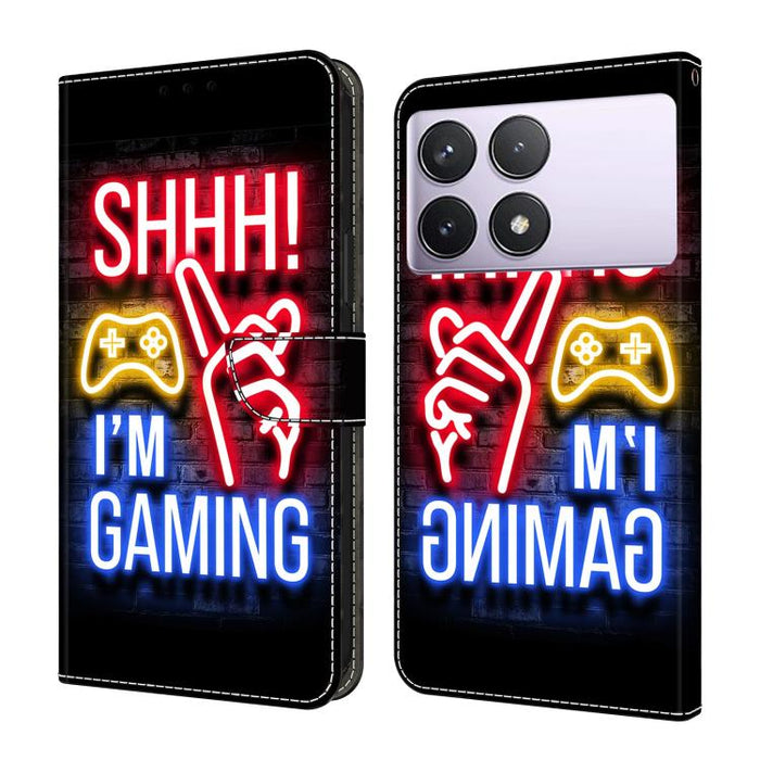 Funda para teléfono de cuero vegano pintado con efecto cristal, For Redmi 14C 4G, For Redmi 13C 4G / 5G, For Redmi K70E / Poco X6 Pro