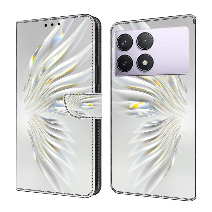 Funda para teléfono de cuero vegano pintado con efecto cristal, For Redmi 14C 4G, For Redmi 13C 4G / 5G, For Redmi K70E / Poco X6 Pro