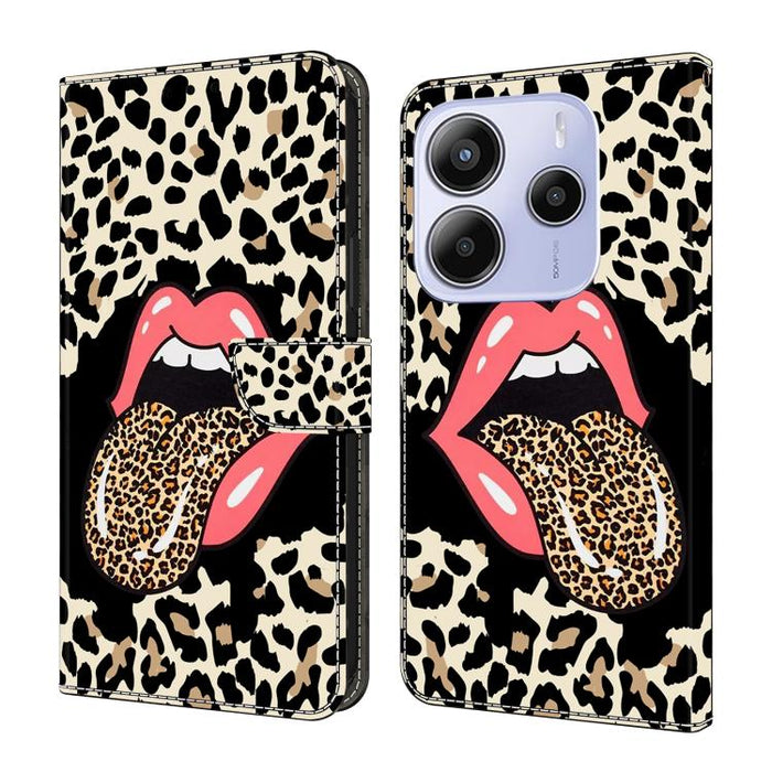 Funda para teléfono de cuero vegano pintado con efecto cristal, For Redmi Note 14 Pro 4G, For Redmi Note 14 4G 163.25mm, For Redmi Note 14 5G, For Redmi Note 14 Pro 5G