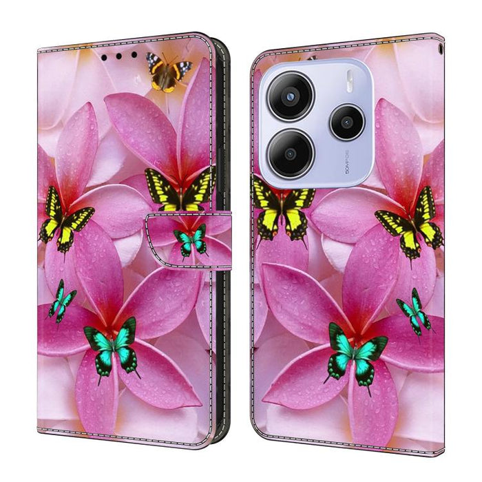 Funda para teléfono de cuero vegano pintado con efecto cristal, For Redmi Note 14 Pro 4G, For Redmi Note 14 4G 163.25mm, For Redmi Note 14 5G, For Redmi Note 14 Pro 5G