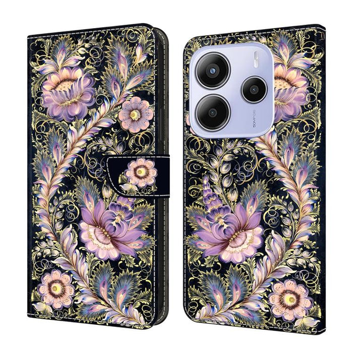 Funda para teléfono de cuero vegano pintado con efecto cristal, For Redmi Note 14 Pro 4G, For Redmi Note 14 4G 163.25mm, For Redmi Note 14 5G, For Redmi Note 14 Pro 5G
