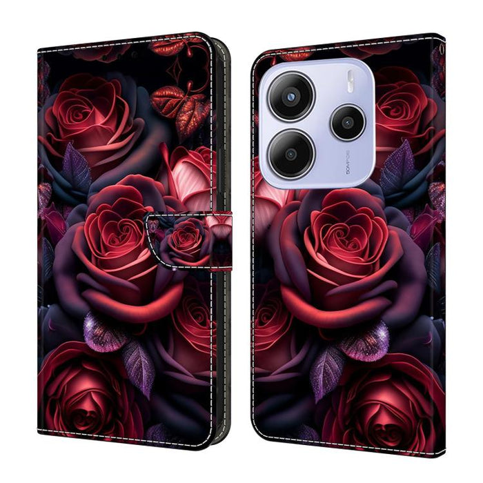 Funda para teléfono de cuero vegano pintado con efecto cristal, For Redmi Note 14 Pro 4G, For Redmi Note 14 4G 163.25mm, For Redmi Note 14 5G, For Redmi Note 14 Pro 5G