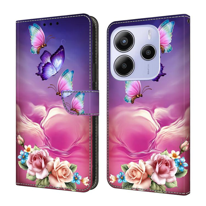 Funda para teléfono de cuero vegano pintado con efecto cristal, For Redmi Note 14 Pro 4G, For Redmi Note 14 4G 163.25mm, For Redmi Note 14 5G, For Redmi Note 14 Pro 5G