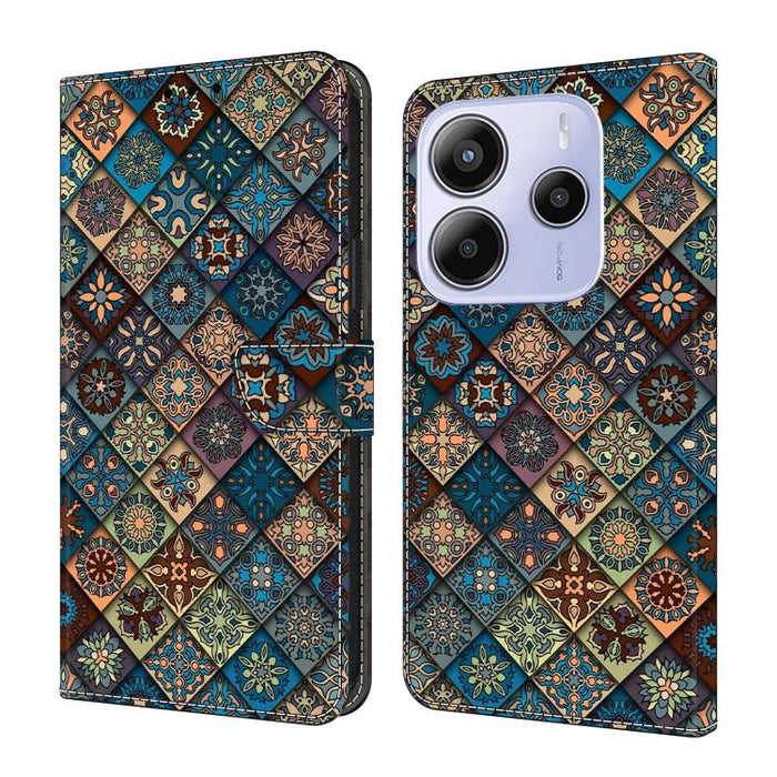 Funda para teléfono de cuero vegano pintado con efecto cristal, For Redmi Note 14 Pro 4G, For Redmi Note 14 4G 163.25mm, For Redmi Note 14 5G, For Redmi Note 14 Pro 5G