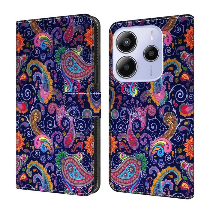 Funda para teléfono de cuero vegano pintado con efecto cristal, For Redmi Note 14 Pro 4G, For Redmi Note 14 4G 163.25mm, For Redmi Note 14 5G, For Redmi Note 14 Pro 5G