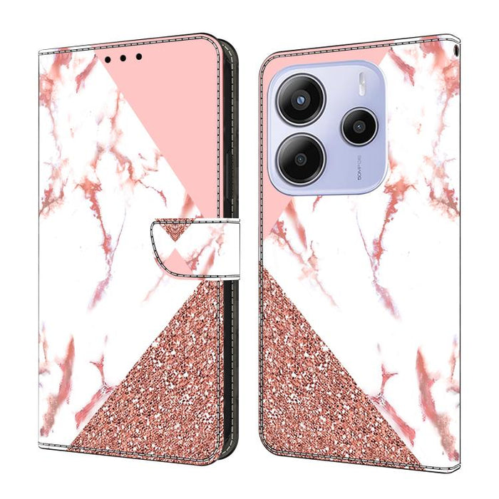 Funda para teléfono de cuero vegano pintado con efecto cristal, For Redmi Note 14 Pro 4G, For Redmi Note 14 4G 163.25mm, For Redmi Note 14 5G, For Redmi Note 14 Pro 5G