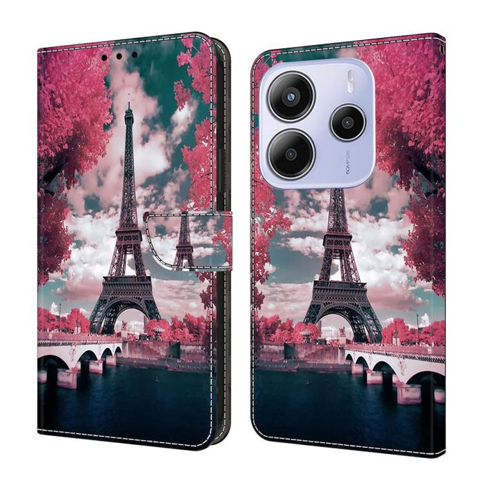 Funda para teléfono de cuero vegano pintado con efecto cristal, For Redmi Note 14 Pro 4G, For Redmi Note 14 4G 163.25mm, For Redmi Note 14 5G, For Redmi Note 14 Pro 5G