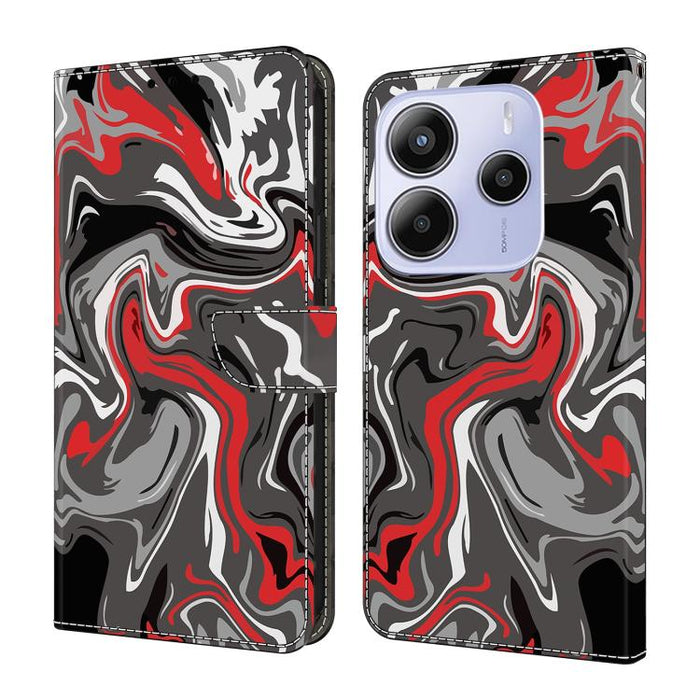 Funda para teléfono de cuero vegano pintado con efecto cristal, For Redmi Note 14 Pro 4G, For Redmi Note 14 4G 163.25mm, For Redmi Note 14 5G, For Redmi Note 14 Pro 5G