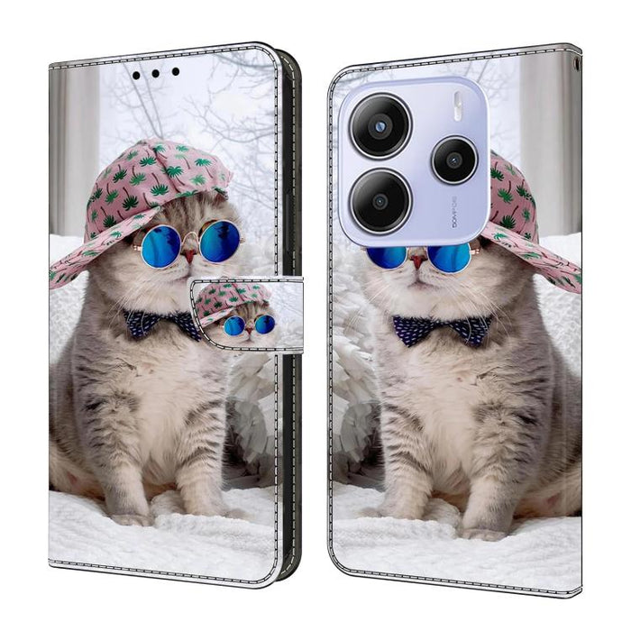 Funda para teléfono de cuero vegano pintado con efecto cristal, For Redmi Note 14 Pro 4G, For Redmi Note 14 4G 163.25mm, For Redmi Note 14 5G, For Redmi Note 14 Pro 5G