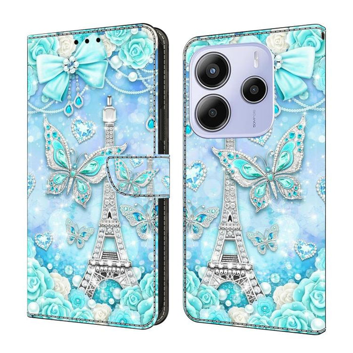 Funda para teléfono de cuero vegano pintado con efecto cristal, For Redmi Note 14 Pro 4G, For Redmi Note 14 4G 163.25mm, For Redmi Note 14 5G, For Redmi Note 14 Pro 5G