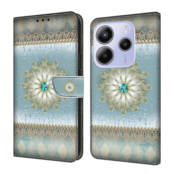 Funda para teléfono de cuero vegano pintado con efecto cristal, For Redmi Note 14 Pro 4G, For Redmi Note 14 4G 163.25mm, For Redmi Note 14 5G, For Redmi Note 14 Pro 5G