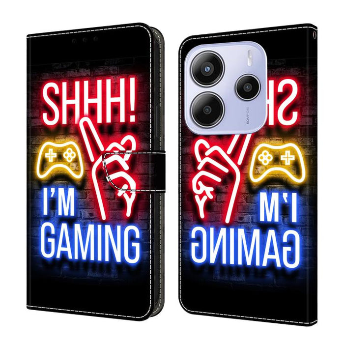 Funda para teléfono de cuero vegano pintado con efecto cristal, For Redmi Note 14 Pro 4G, For Redmi Note 14 4G 163.25mm, For Redmi Note 14 5G, For Redmi Note 14 Pro 5G