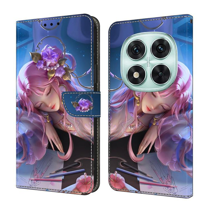 Funda para teléfono de cuero vegano pintado con efecto cristal, For Redmi Note 14 Pro 4G, For Redmi Note 14 4G 163.25mm, For Redmi Note 14 5G, For Redmi Note 14 Pro 5G