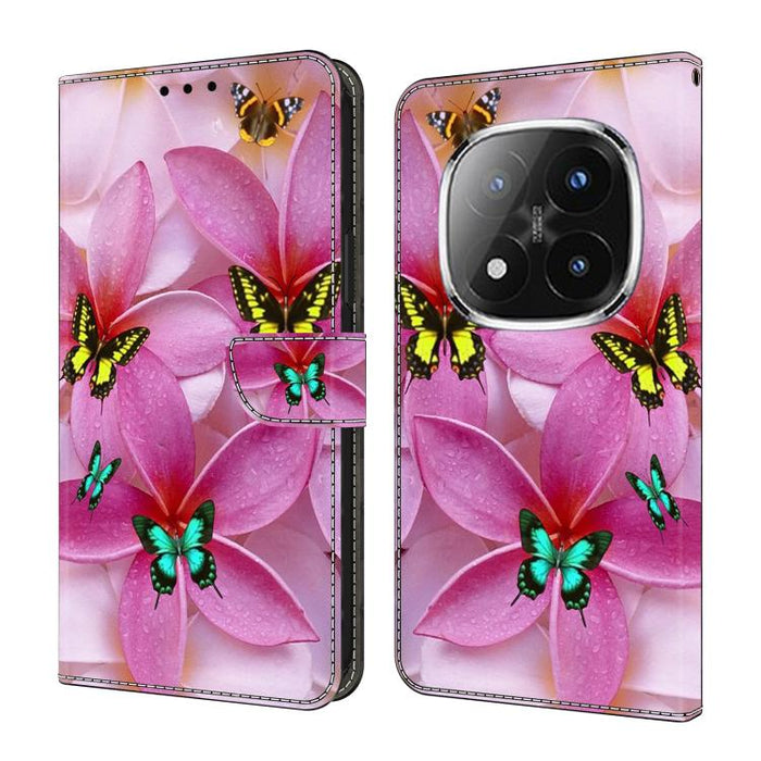 Funda para teléfono de cuero vegano pintado con efecto cristal, For Redmi 15 5G / 4G EU 171mm, For Redmi 15C 5G / 4G Global 171mm / Poco C85 4G, For Redmi Note 14 4G 164.84mm, For Redmi Note 14 Pro+ 5G / Poco X7 5G