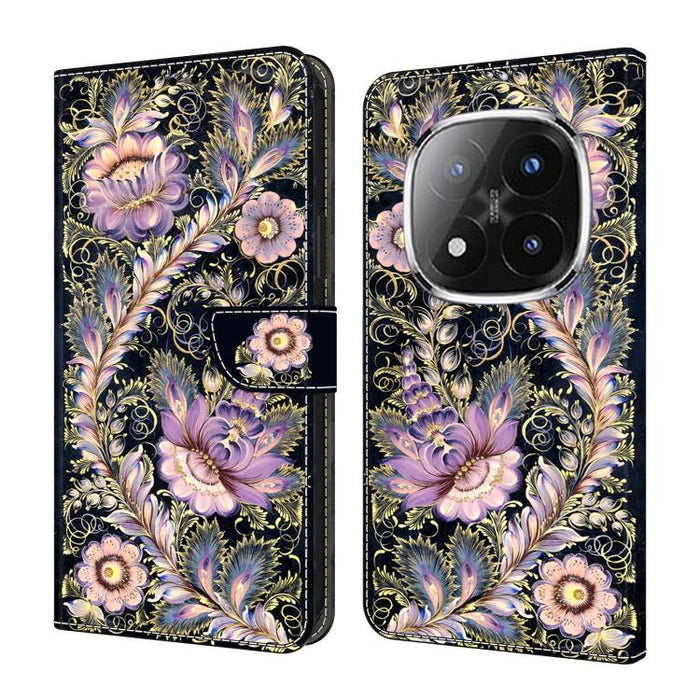 Funda para teléfono de cuero vegano pintado con efecto cristal, For Redmi 15 5G / 4G EU 171mm, For Redmi 15C 5G / 4G Global 171mm / Poco C85 4G, For Redmi Note 14 4G 164.84mm, For Redmi Note 14 Pro+ 5G / Poco X7 5G
