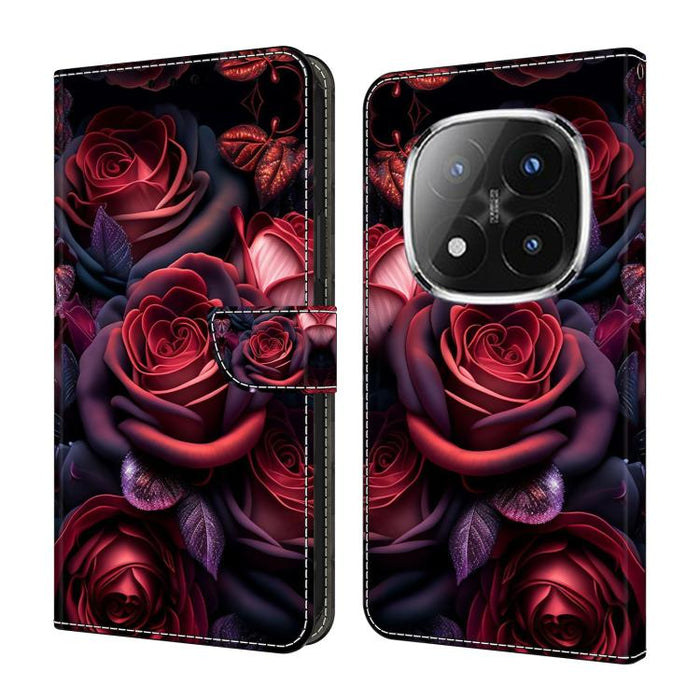 Funda para teléfono de cuero vegano pintado con efecto cristal, For Redmi 15 5G / 4G EU 171mm, For Redmi 15C 5G / 4G Global 171mm / Poco C85 4G, For Redmi Note 14 4G 164.84mm, For Redmi Note 14 Pro+ 5G / Poco X7 5G