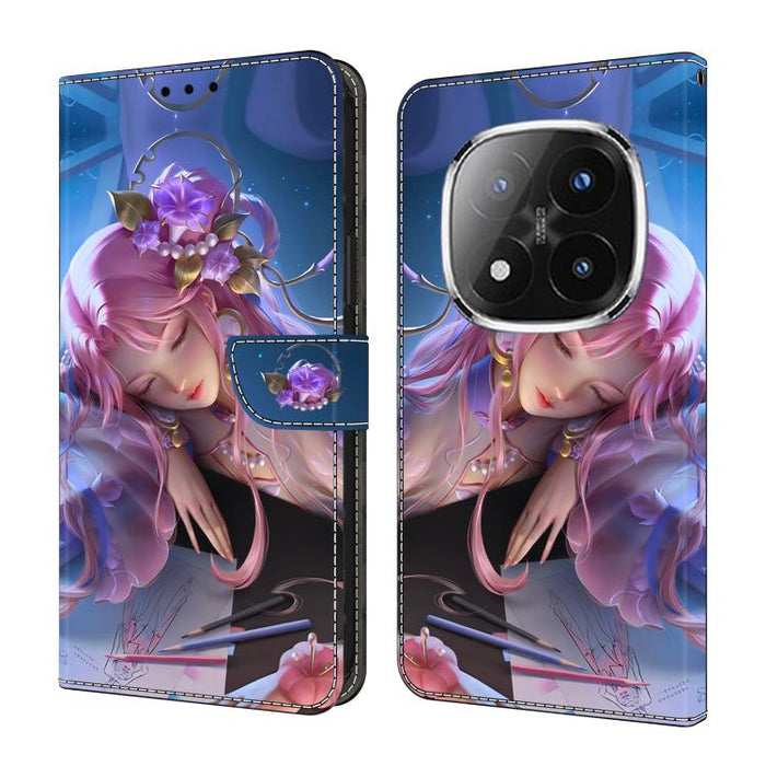 Funda para teléfono de cuero vegano pintado con efecto cristal, For Redmi 15 5G / 4G EU 171mm, For Redmi 15C 5G / 4G Global 171mm / Poco C85 4G, For Redmi Note 14 4G 164.84mm, For Redmi Note 14 Pro+ 5G / Poco X7 5G