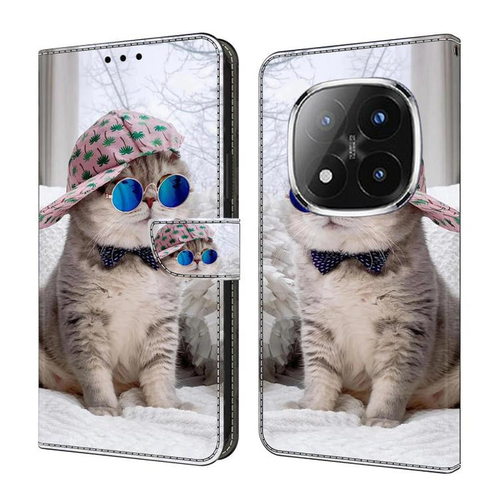 Funda para teléfono de cuero vegano pintado con efecto cristal, For Redmi 15 5G / 4G EU 171mm, For Redmi 15C 5G / 4G Global 171mm / Poco C85 4G, For Redmi Note 14 4G 164.84mm, For Redmi Note 14 Pro+ 5G / Poco X7 5G