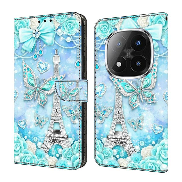 Funda para teléfono de cuero vegano pintado con efecto cristal, For Redmi 15 5G / 4G EU 171mm, For Redmi 15C 5G / 4G Global 171mm / Poco C85 4G, For Redmi Note 14 4G 164.84mm, For Redmi Note 14 Pro+ 5G / Poco X7 5G