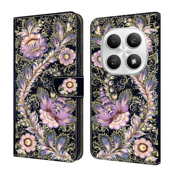 Funda para teléfono de cuero vegano pintado con efecto cristal, For Redmi Note 15 5G / 4G Global 164mm / Poco M8 5G, For Redmi Note 15 Pro 5G Global 163.6mm, For Redmi 15C 5G / 4G EU 173mm / Poco C85 5G, For Redmi 15 5G Global / 4G SEA 169.5mm